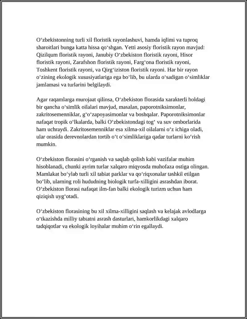 O‘zbekiston Florasi, Faunasi va Ularni Muhofaza qilish 4