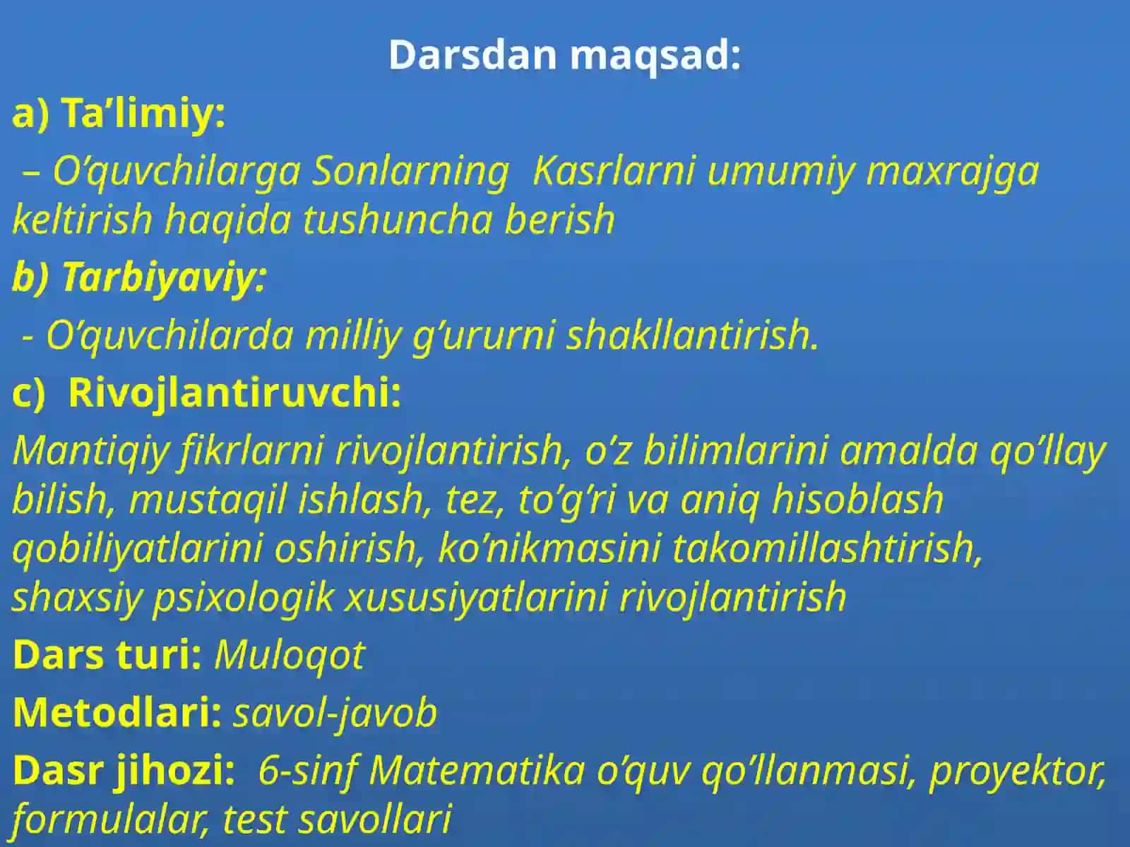 Har xil maxrajli kasrlarni qo'shish va ayirish 4