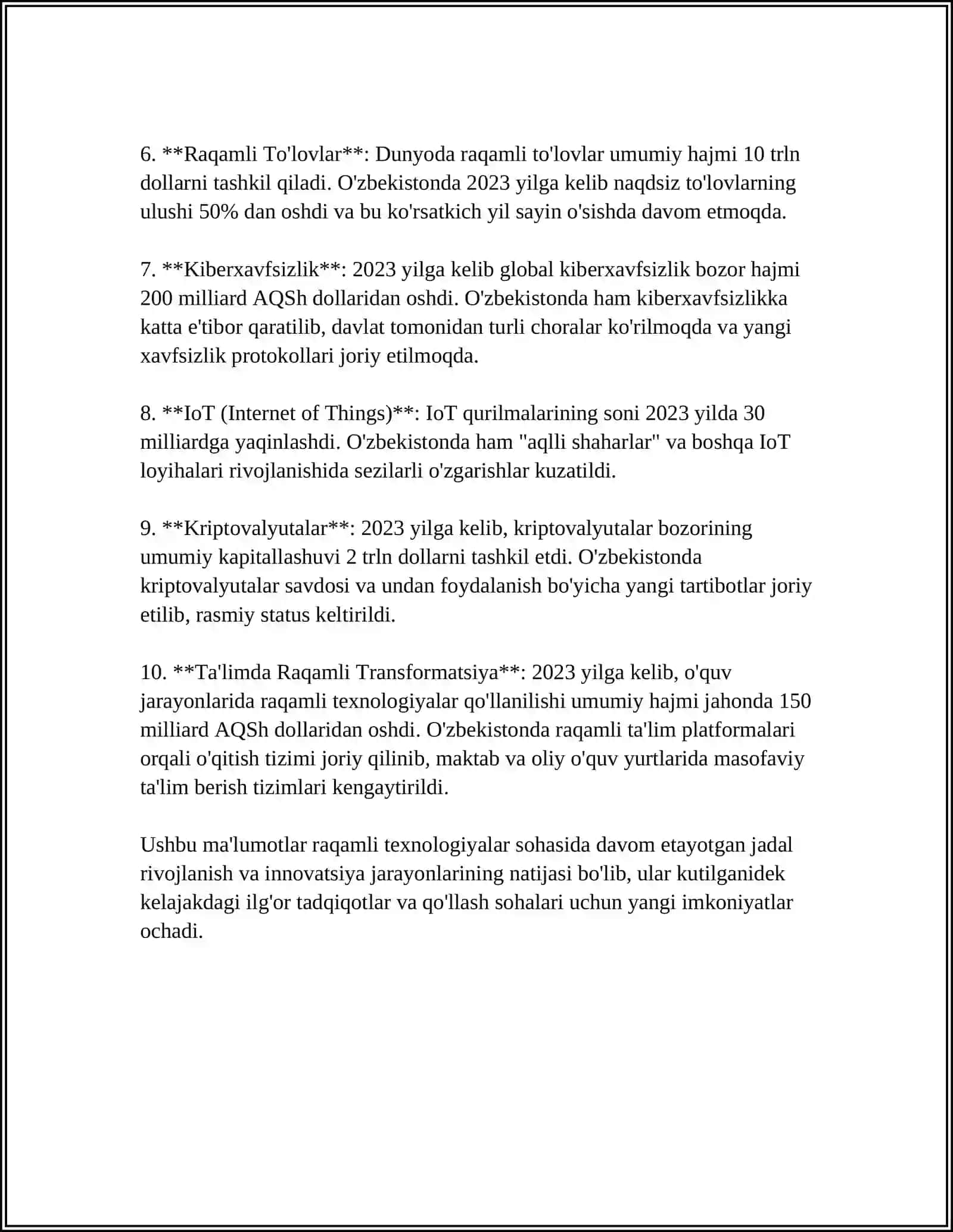 O'ZBEKISTONDA TEXNOLOGIK ISHLAB CHIQARISH TARMOQLARINING RIVOJLANISHI 4
