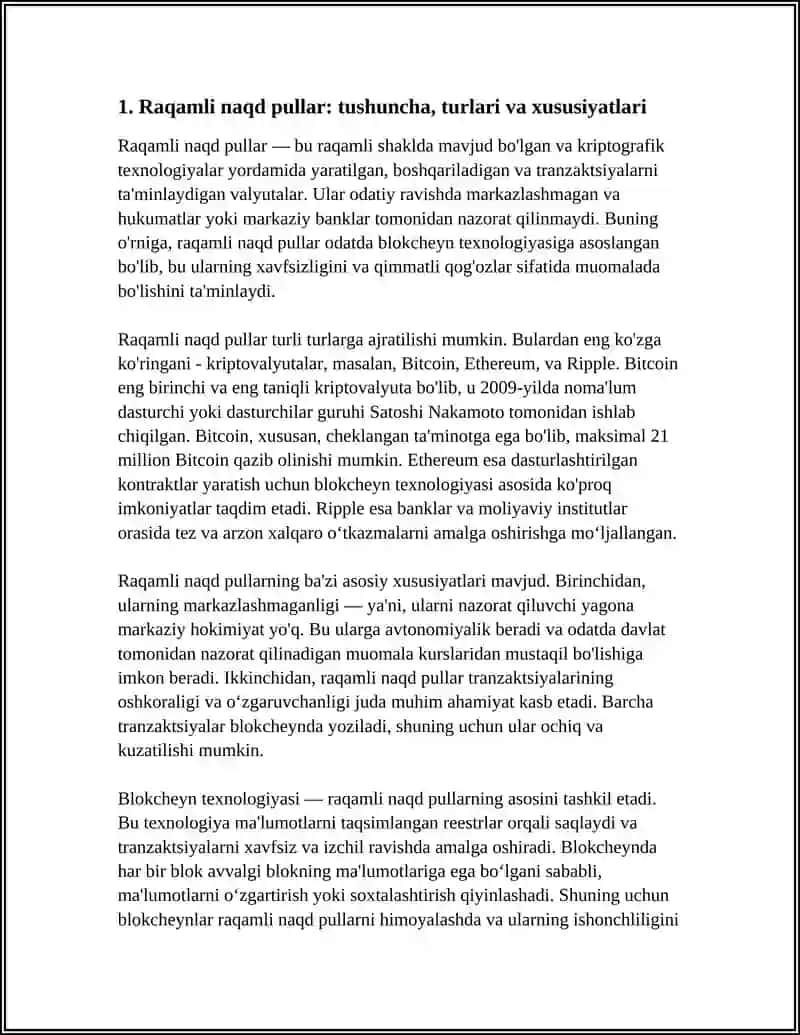 RAQAMLI NAQD PULLAR VA ULARNING MAMLAKATIMIZDAGI IQTISODIY O'RNI VA AHAMIYATI 4