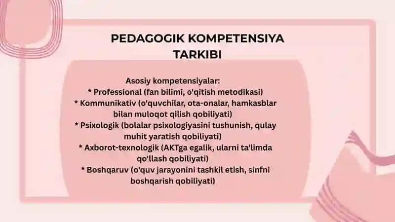 Pedagogik kompetensiyasining fan sifatida shakillanishi 4