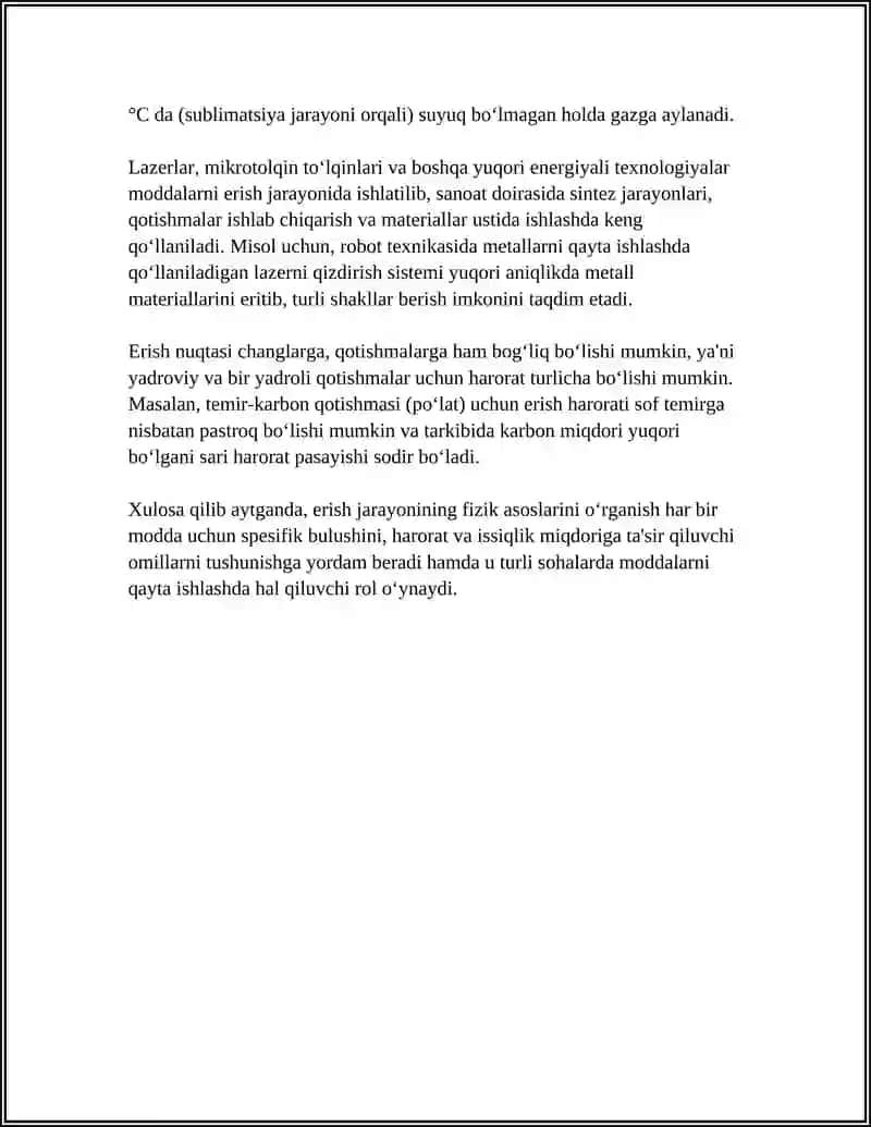 ERISH JARAYONI VA ERISH ISSIQLIGI 4