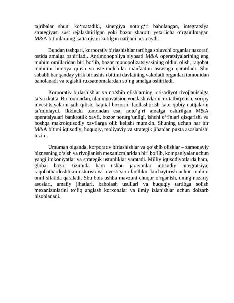 Korporativ birlashishlar va qo'shib olishlar 4