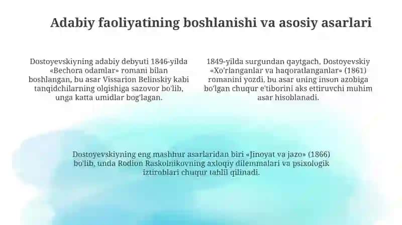 Fyodor Mixaylovich Dostoyevskiy hayoti va ijodi 4