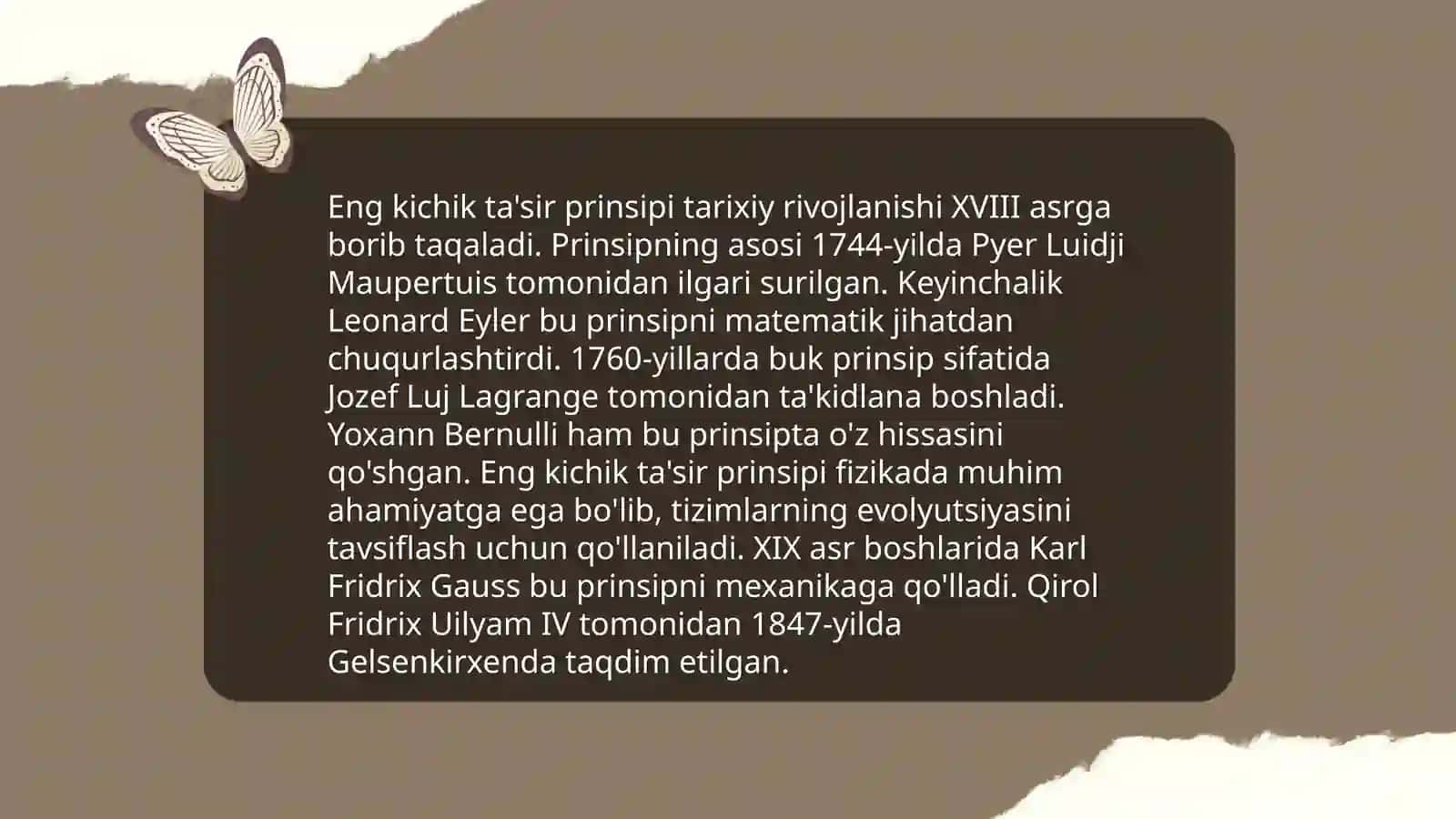 Eng kichik ta'sir prinsipi. Lagranj funksiyasi. Lagranj tenglamalari 4
