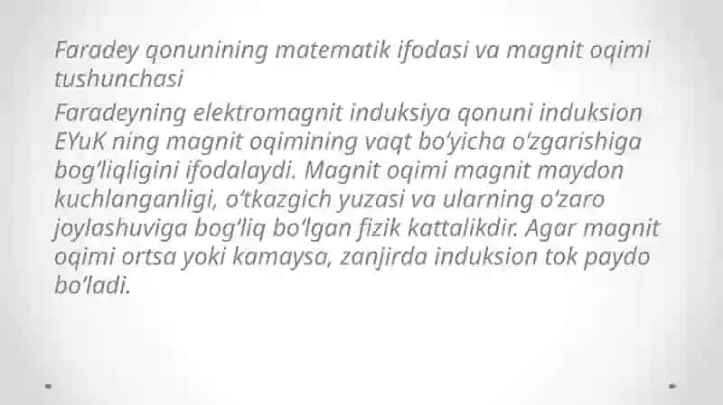 FARADEYNING ELEKTROMAGNIT INDUKSIYASI QONUNI 4