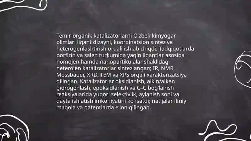 O’zbek kimyogar olimlari tomonidan temirorganik birikmalar yuzasidan amalga oshirilgan ishlar 4