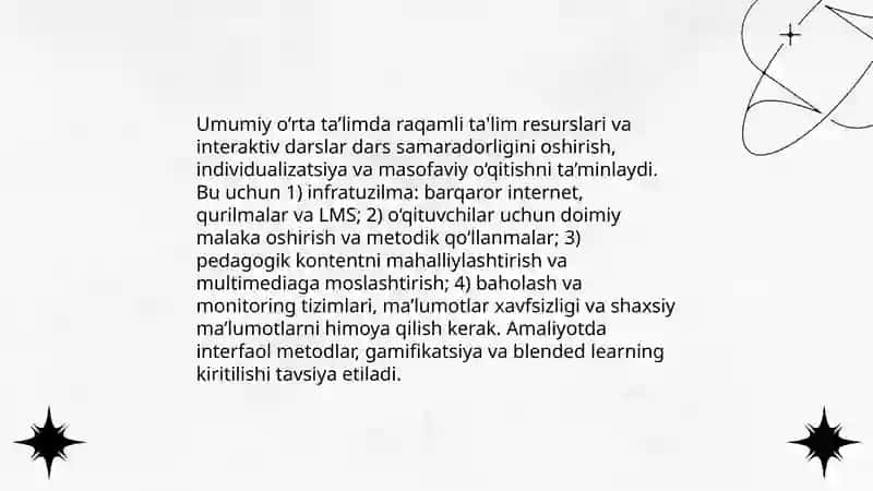 Maktabgacha, umumiy o‘rta va professional ta’limda o‘qitish jarayonlarini zamonaviy tashkil etish 4