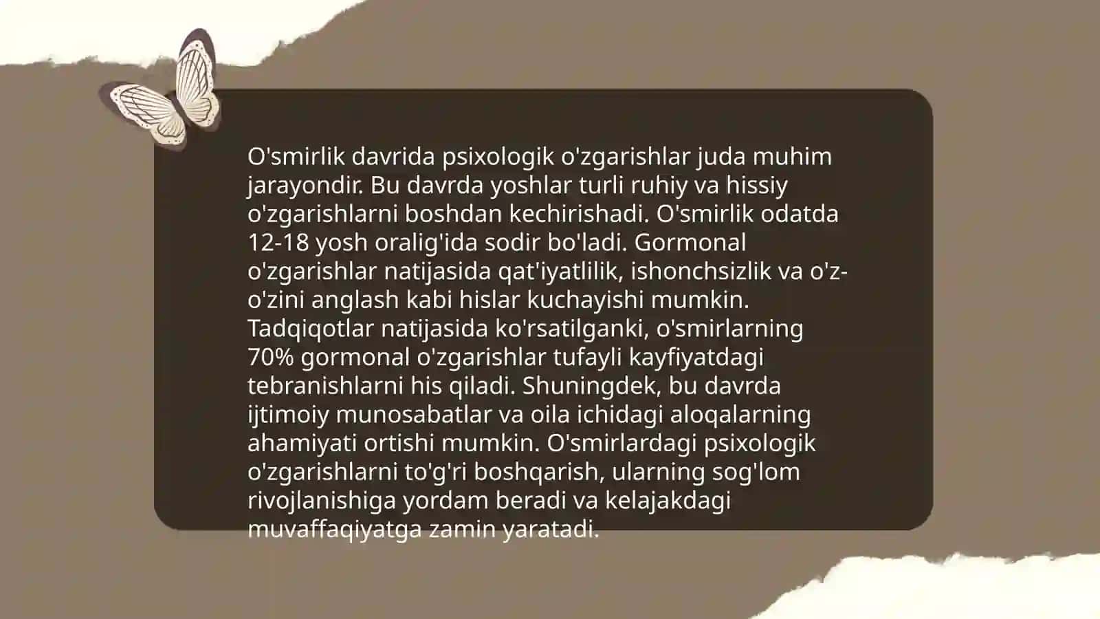 O’smirlik davri inson rivojlanishidagi tub burilish davri 4