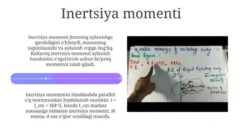 Aylanuvchi qattiq jismning kinetik energiyasi 4