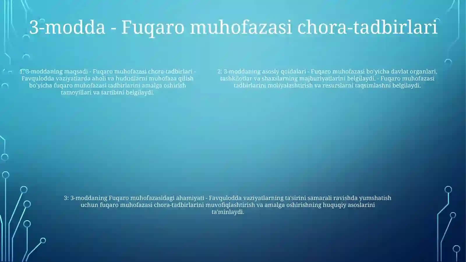 Fuqaro Muhofazasi ToʻGʻRisida"Gi QonunBandlariniOʻRganish 4