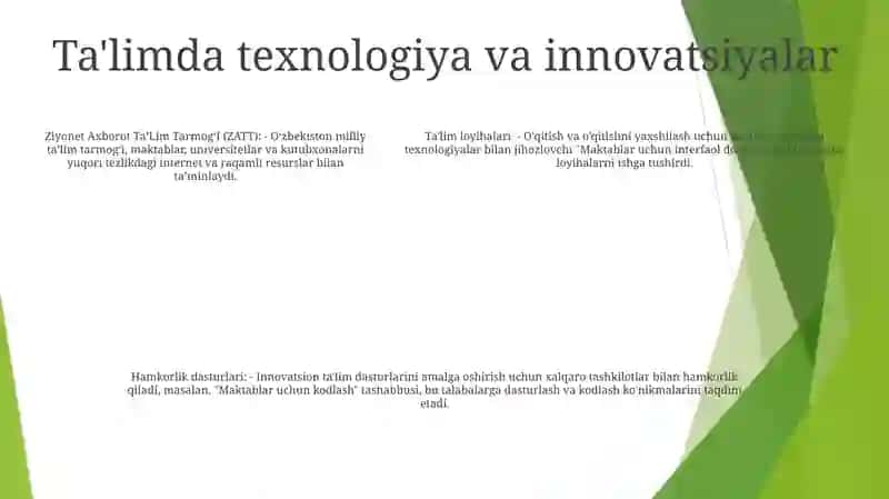Ziyonet Axborot TaʼLim TarmogʻI Va Uning Loyihalari 4