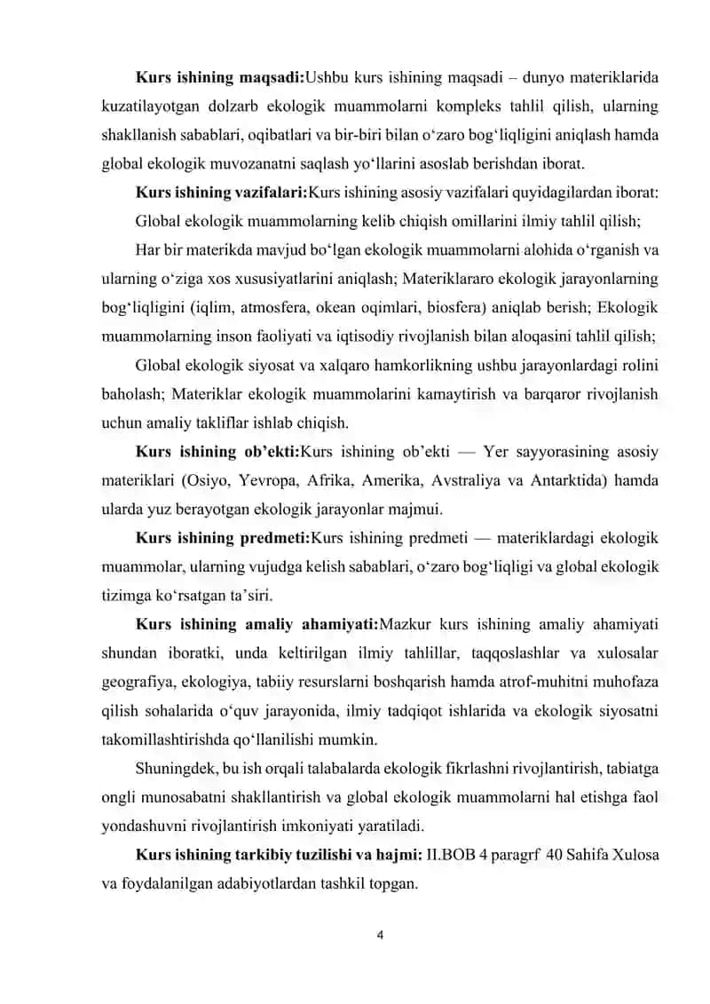 MATERIKLARDAGI DOLZARB EKOLOGIK MUAMMOLAR VA ULARNING BOG'LIQLIGI 4