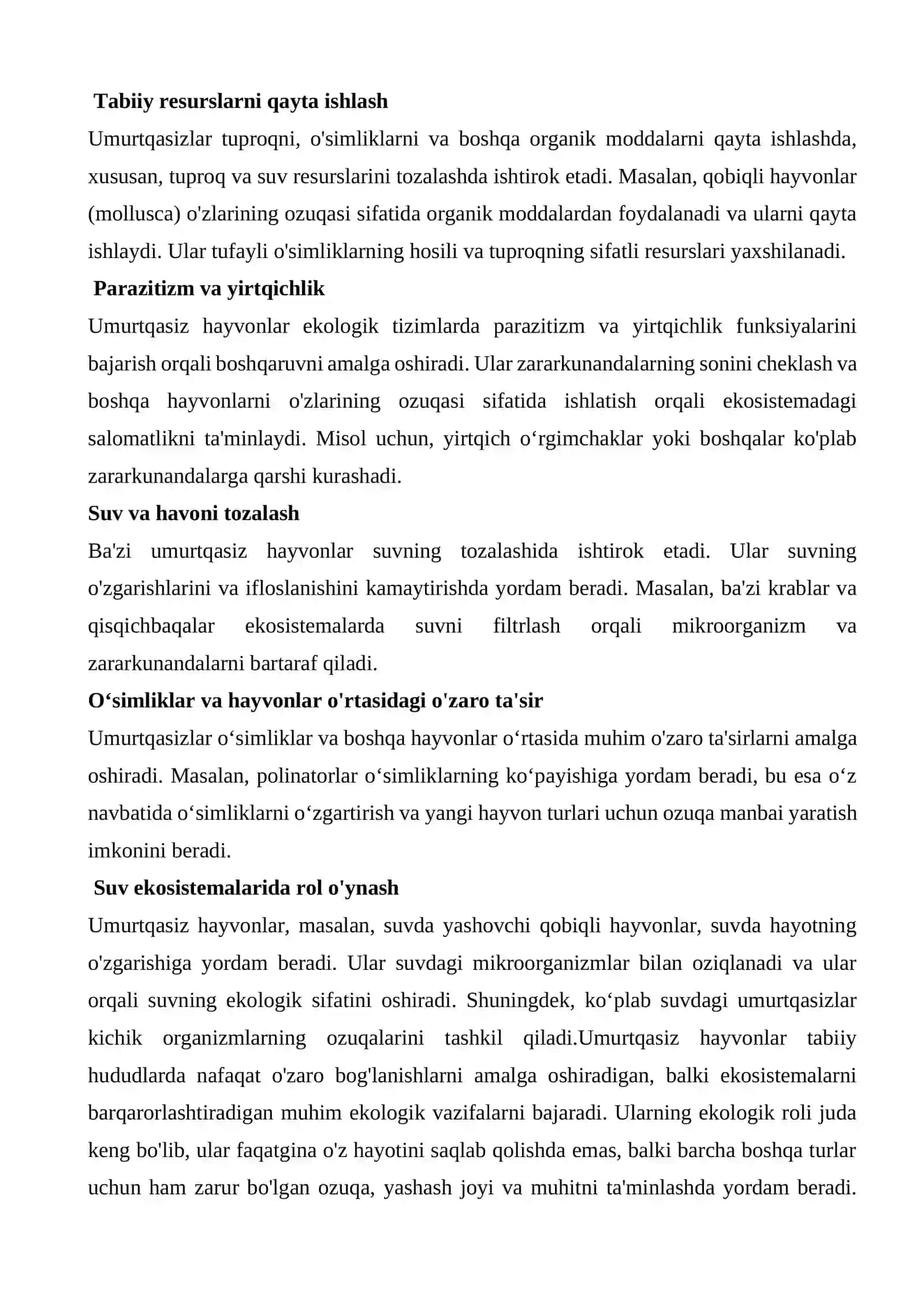 Respublikamiz tabiiy hududlarida tarqalgan umurtqasiz hayvonlar faunasining biologik xilma-xilligi va zoogeografiyasi 4