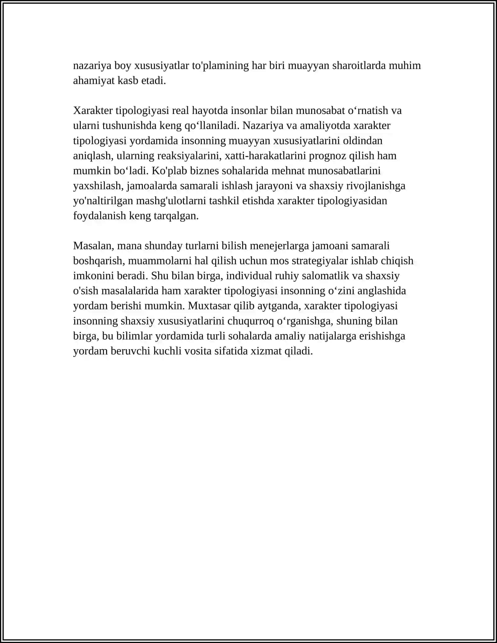 HARAKTER TIPOLOGIYASI HAQIDA KLASTER TUZISH 4