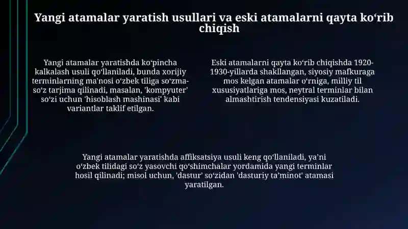 Mustaqillik davri o'zbek tarminologiyasi va leksikografiyasi 4