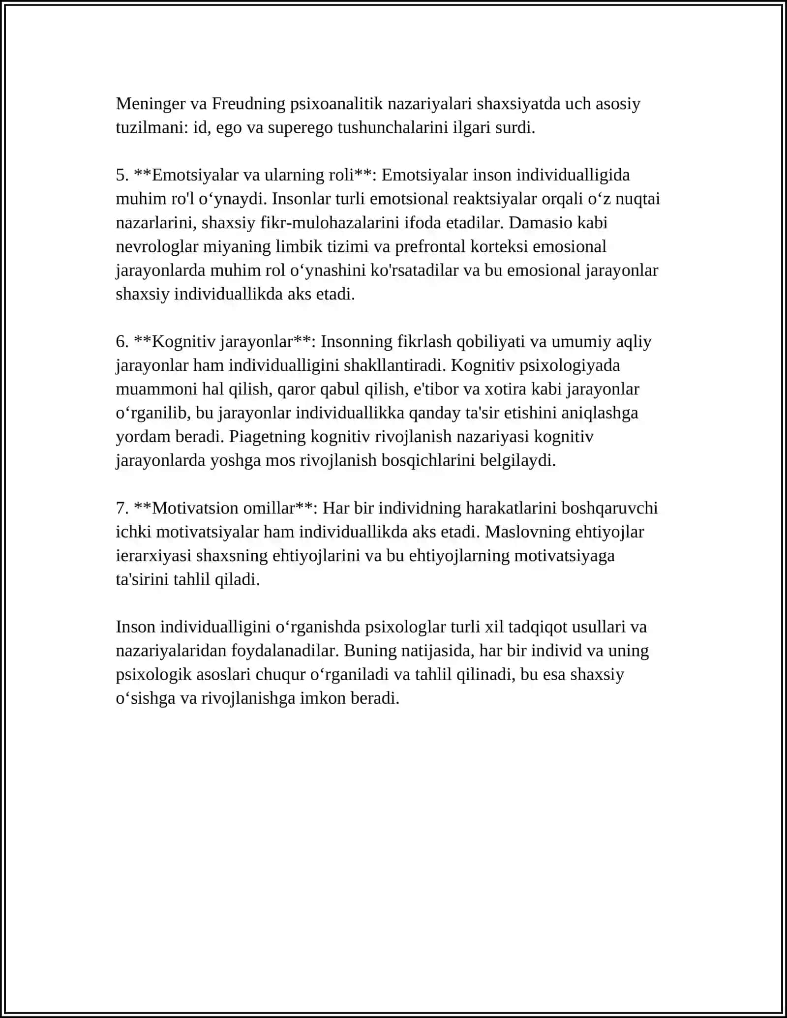 INSON INDIVIDUALLIGINING TURLI PSIXOLOGIK MAKTABLARDA ÔRGANILISHI 4