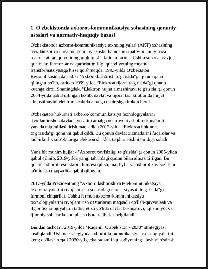 O‘zbekistonda Axborot Kommunikatsiya Sohasini Rivojlantirishdagi Asosiy Yunalishlari 4