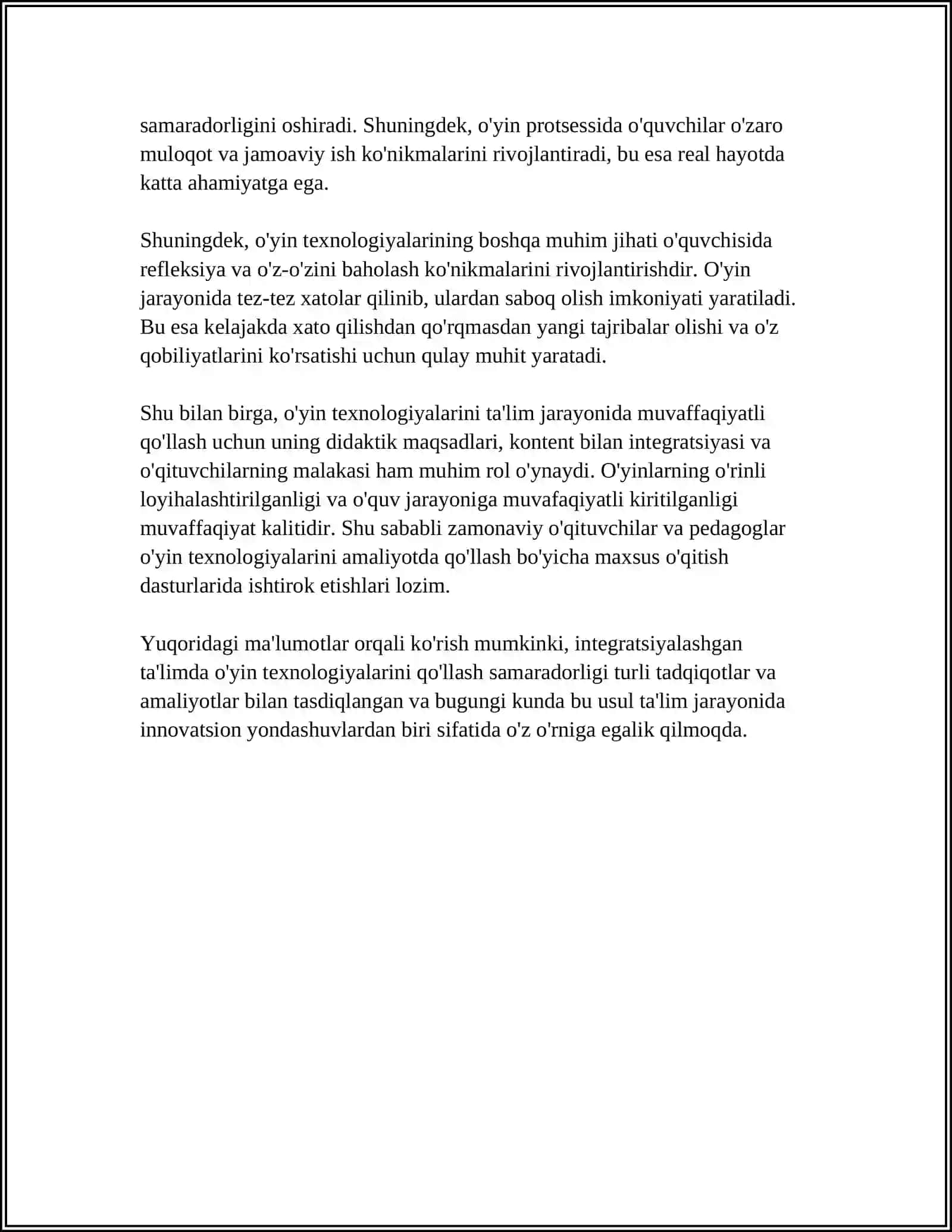 INTEGRATSIYALASHGAN TA‘LIMDA O‘YIN TEXNOLOGIYALARI 4