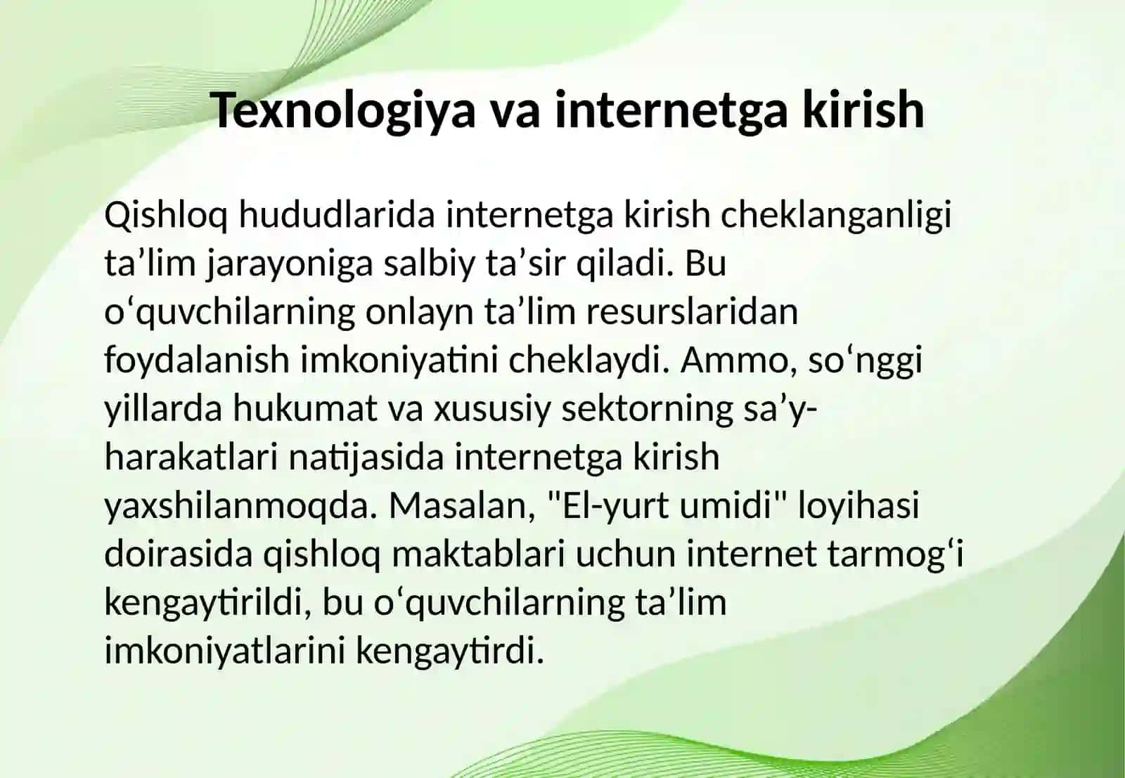 Qishloq joylarida ta'lim tizimi Muammolar va imkoniyatlar 4