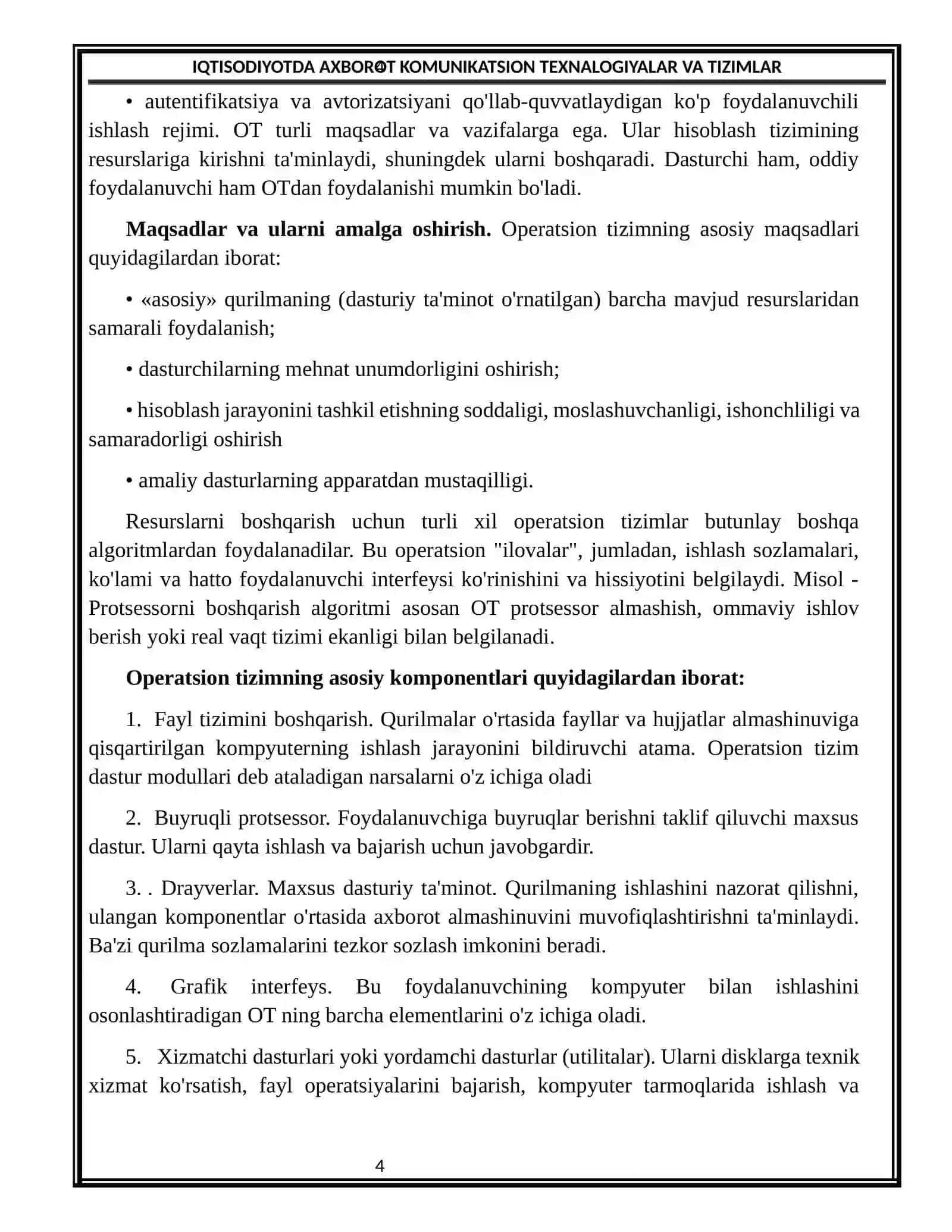 Zamonaviy operatsion tizimlar taxlili 4