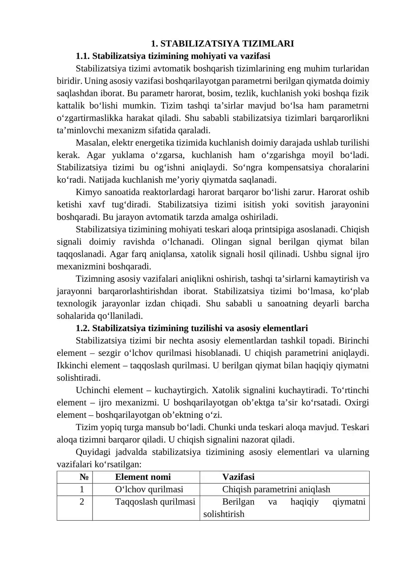 Stabilizatsiya, izlovchi va dasturiy boshqarish tizimlarining taqqoslama tahlili 4