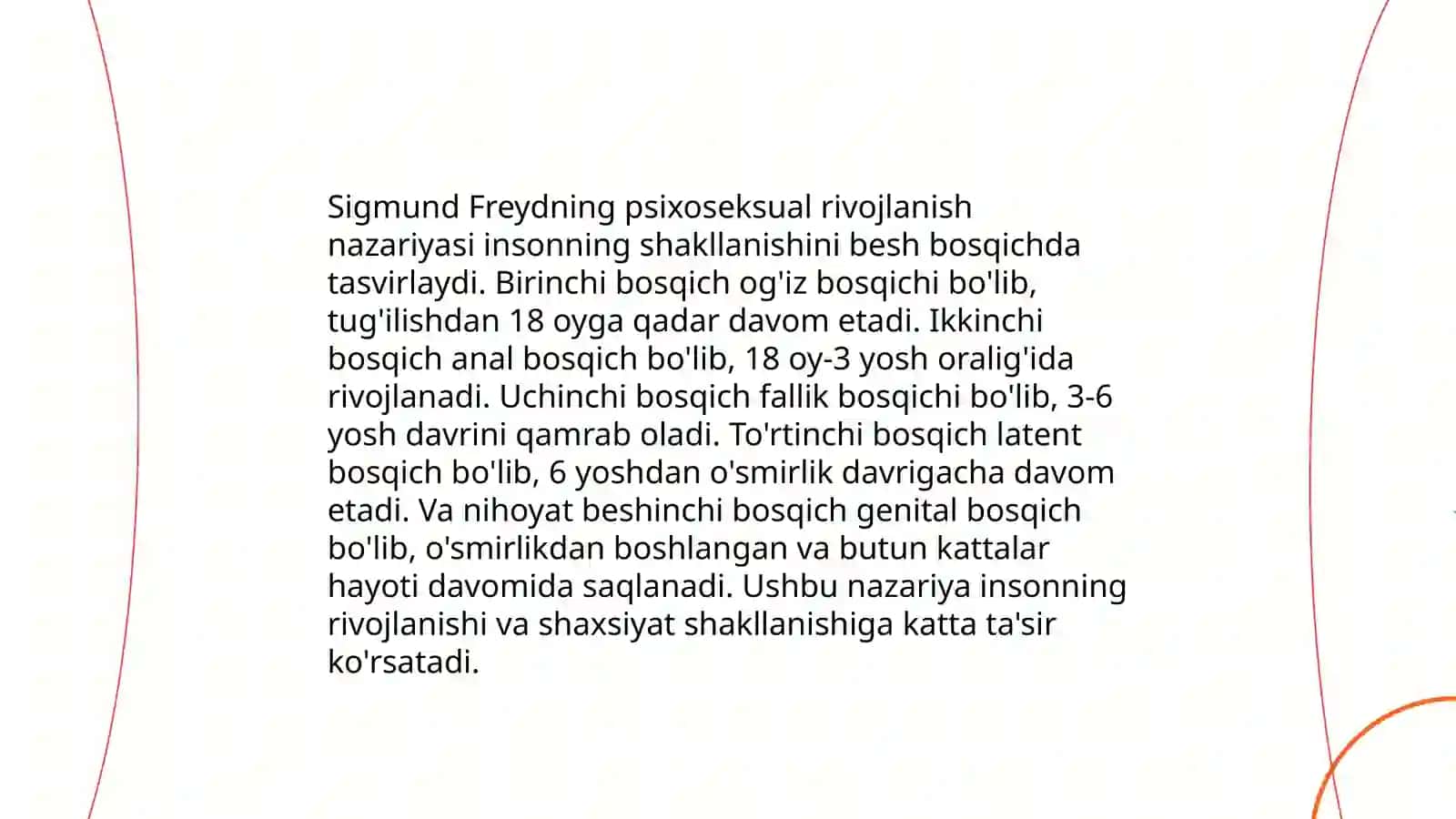 Psixik rivojlanish nazariyalari va yosh davrlari bosqichlari 4