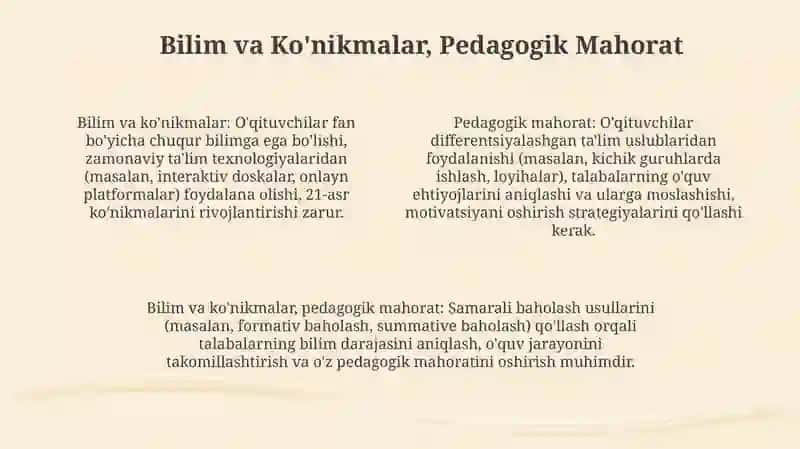 O'qituvchi, Murabbiy va Sinf Rahbarining Umumiy xususiyatlari 4