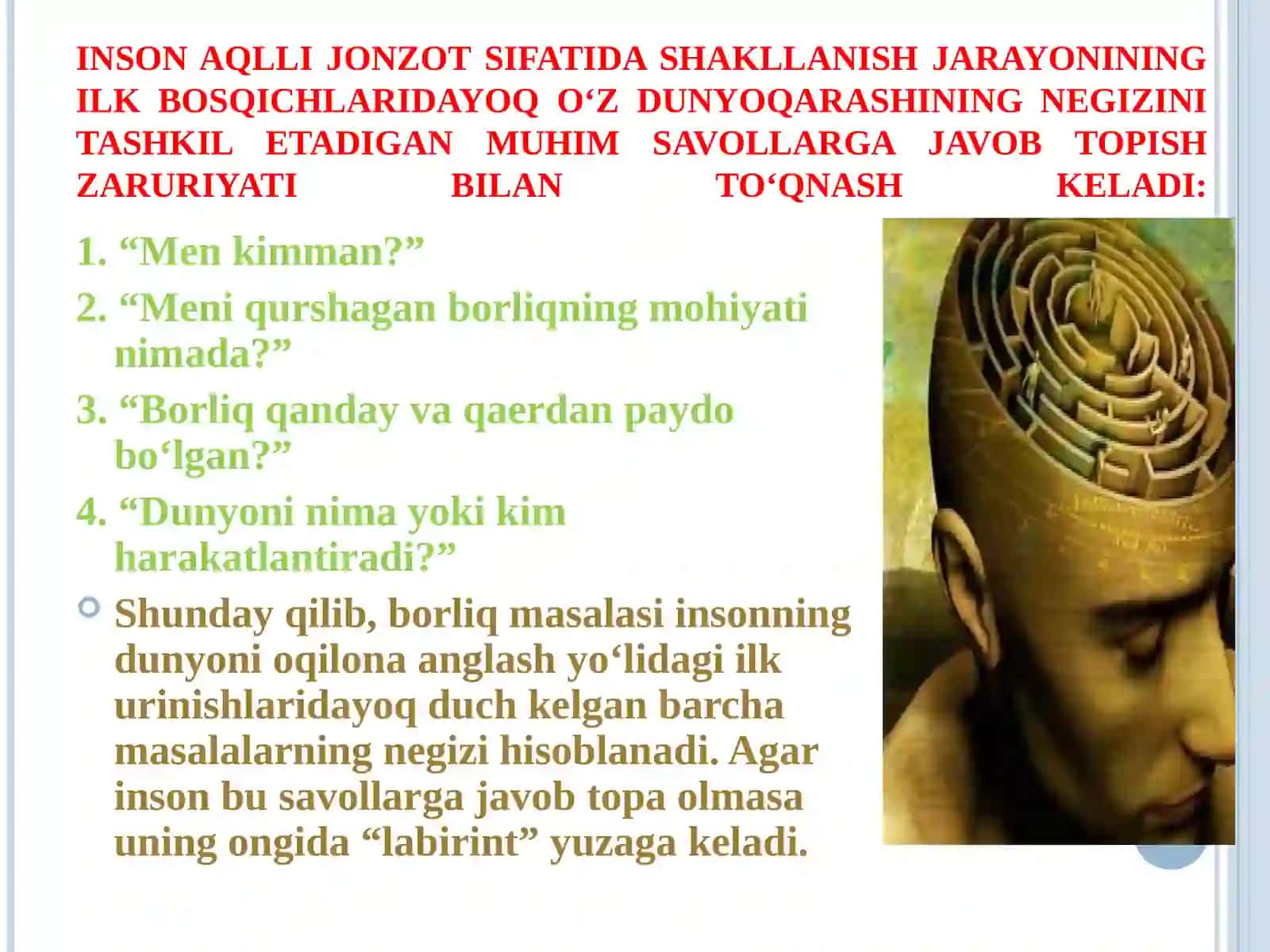 ONTOLOGIYA (Borliq Falsafasi) 4