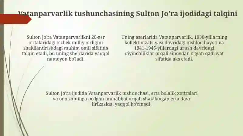 Sulton Jo'ra nings vatanparvarlik mavzusidagi asarlari to'plami 4