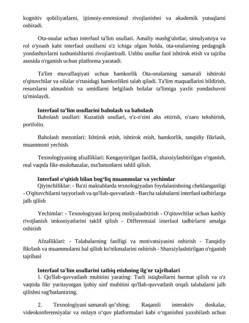 Pedagogika Kollejida Maktabgacha Pedagogika Fanini O'Qitishda Interfaol Metodlaridan Foydalanish Yo'Llarini O'Rganish 4