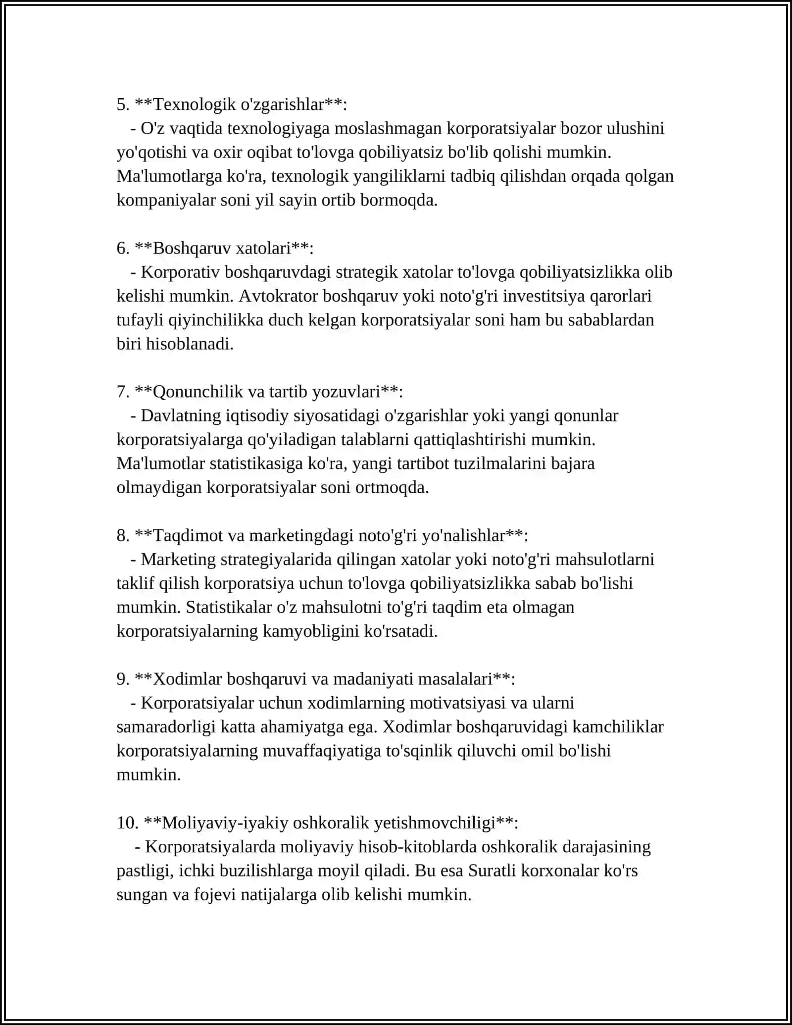 KORPORATSIYALARNING TO'LOVGA QOBILYATSIZLIGI TUSHUNCHASI 4