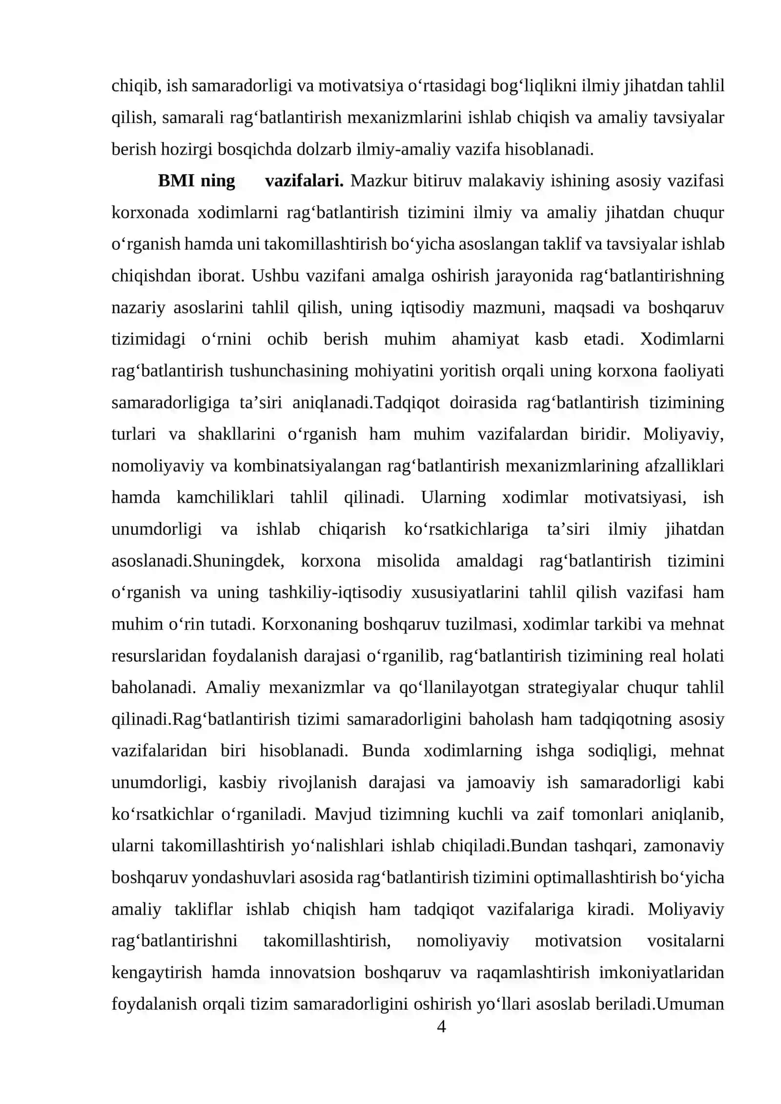 Korxonada xodimlarni rag'batlantirish tizimini shakllantirish ( UzAuto Motors korxonasi misolida ) 4