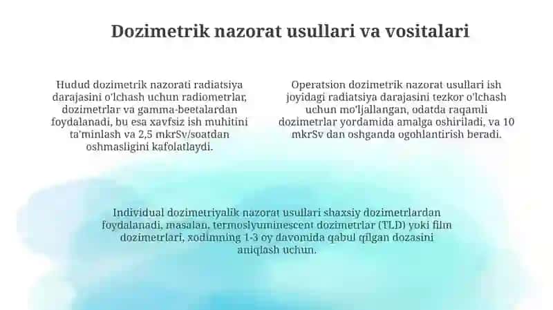 DPMlarda INMlardan foydalanilganda dozimetrik va radiometrik nazorat o'tkazishning asoslari 4