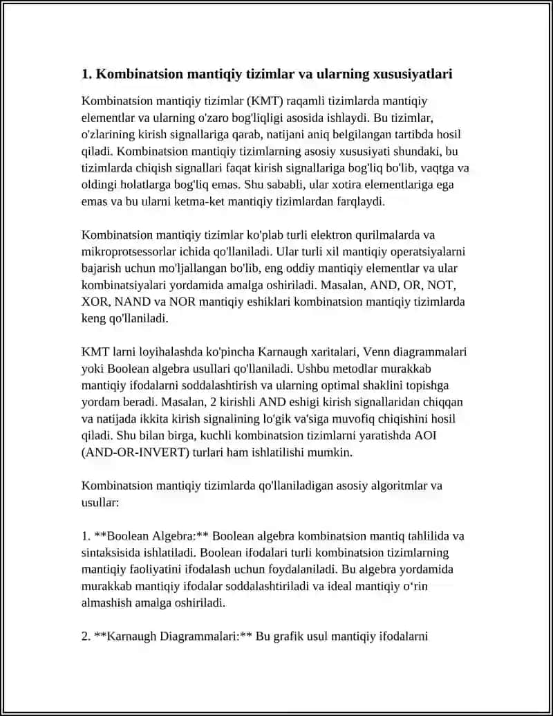 KOMBINATSION MANTIQIY QURILMALAR NAZARIY ASOSLARI 4