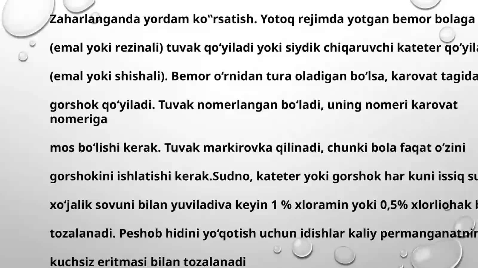 Bolalarning ichkelishini nazorat qilish Tozalovch va davolovch ho'knalar o'tkazish texnikasi 4