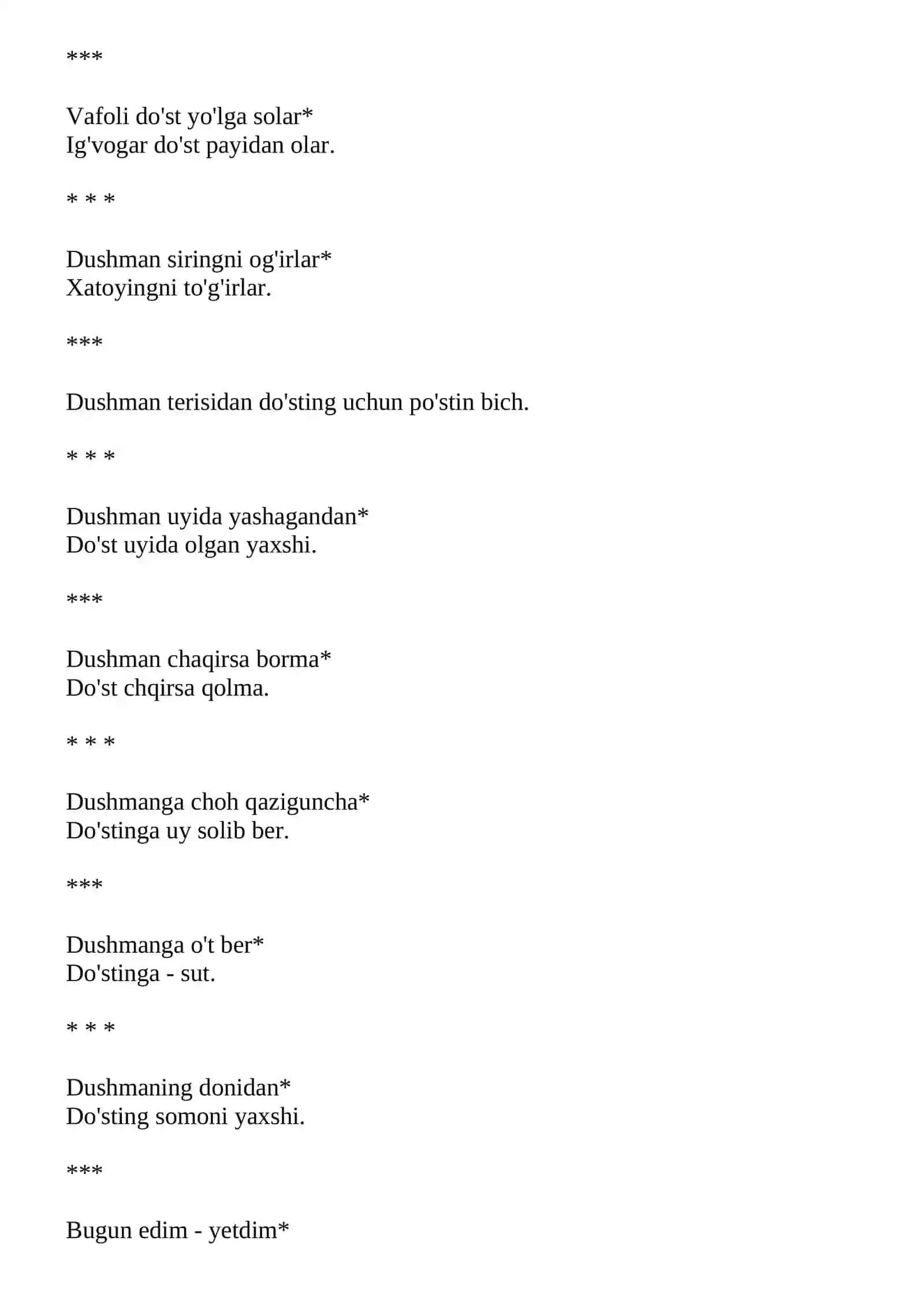 O'zbek xalq maqollari 4