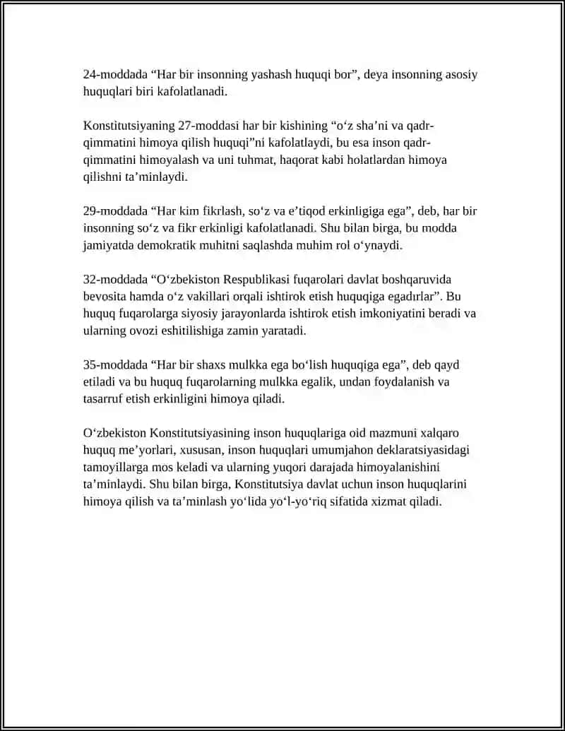 O'zbekiston Inson Huquqlari va Erkinliklari Kafolatining Yaratilishi 4