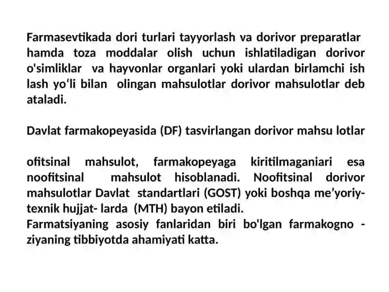 Farmakologiya fanidan taqdimot 4