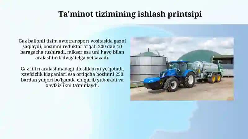 Gaz ballonli avtotransport traktor dvigatelining ta'minot tizimi tuzilishi 4