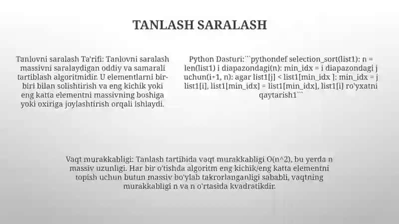 Python Dasturlash Tilida Saralash Algoritmlari 4
