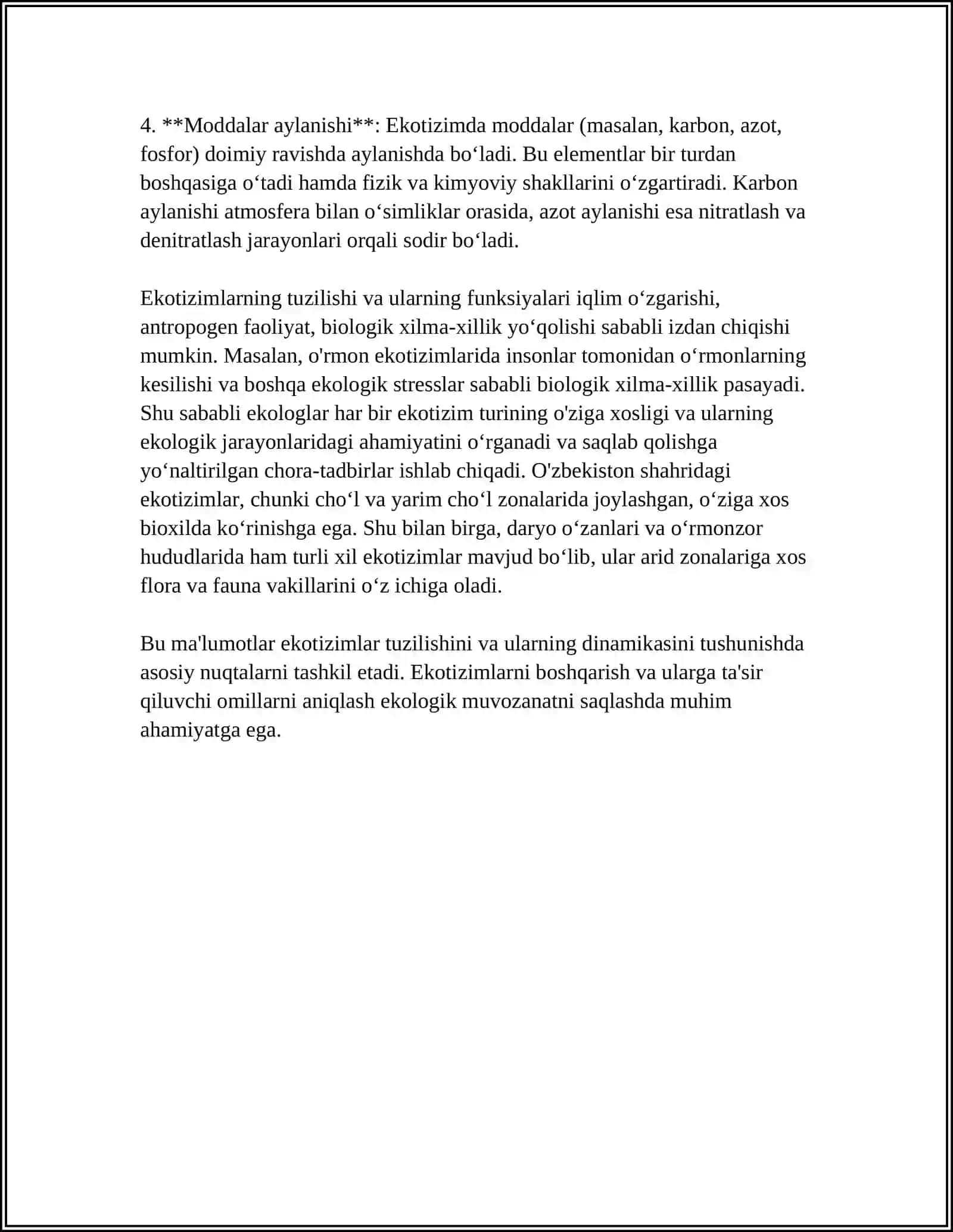Ekologik tizimlar va ularning xususiyatlari 4