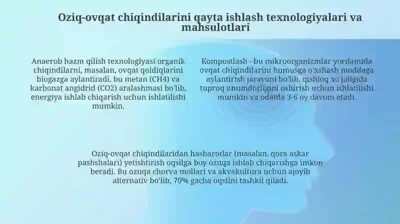 Oziq-ovqat chiqindilaridan ikkilamchi xom ashyo sifatida foydalanish 4