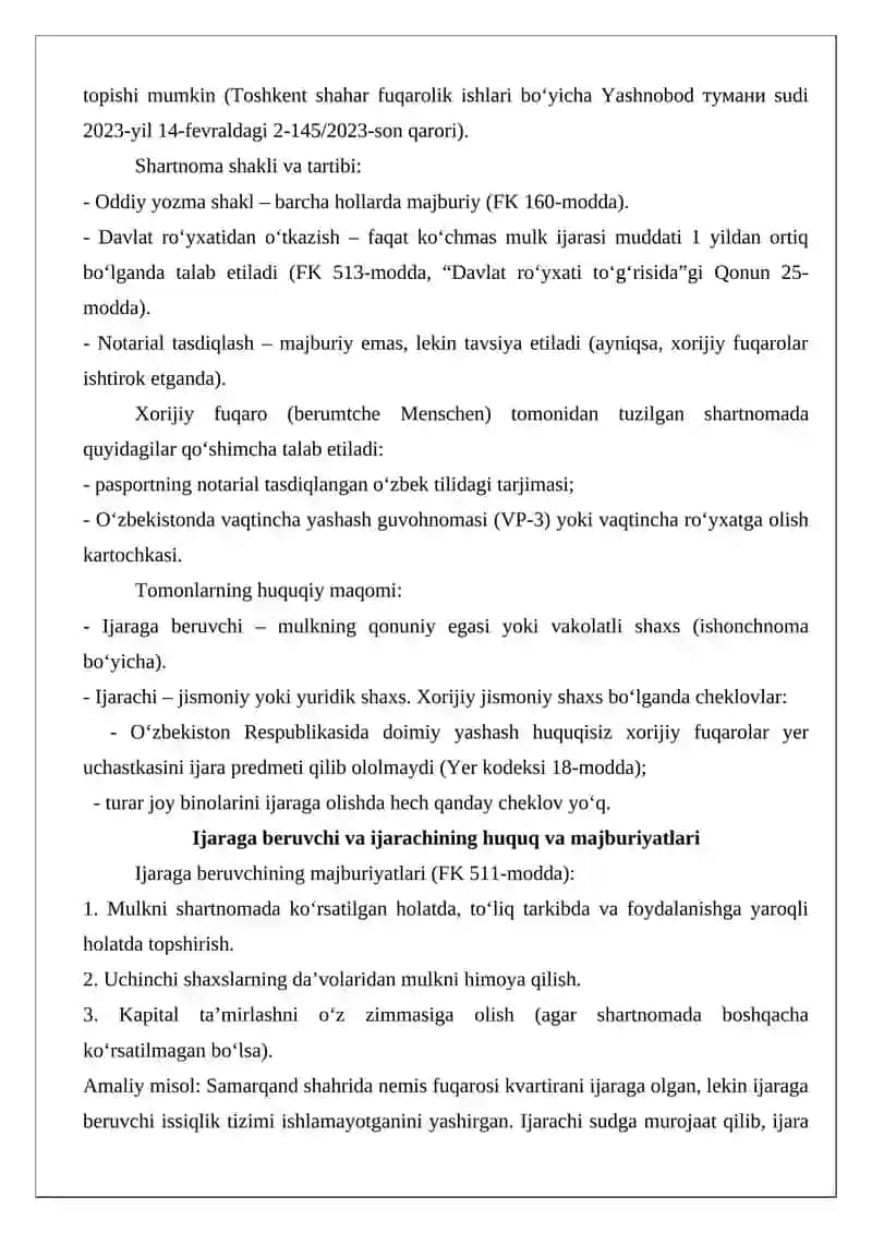 Mulk ijarasi shartnomasi 4