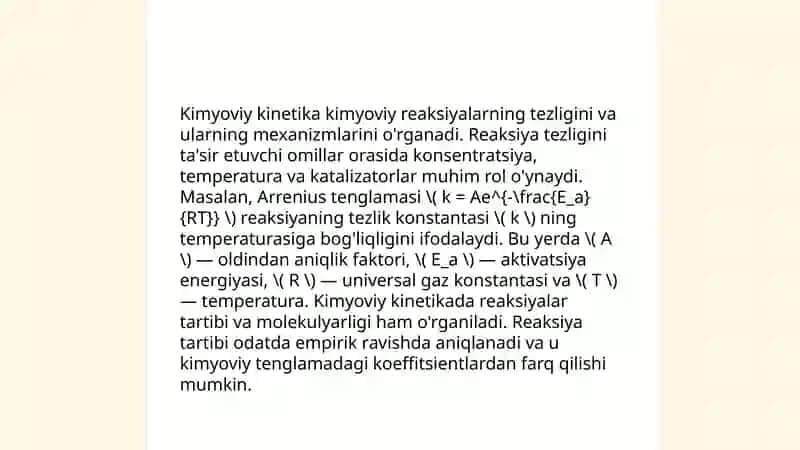 Reaksiyalarning borish imkoniyatlarini belgilovchi faktorlar 4