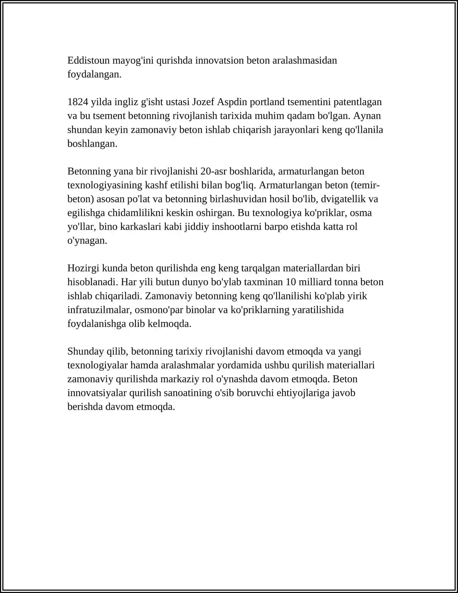 BETON TEMIRBETON VA METALL KONSTRUKSIYALARINING TARIXI 4