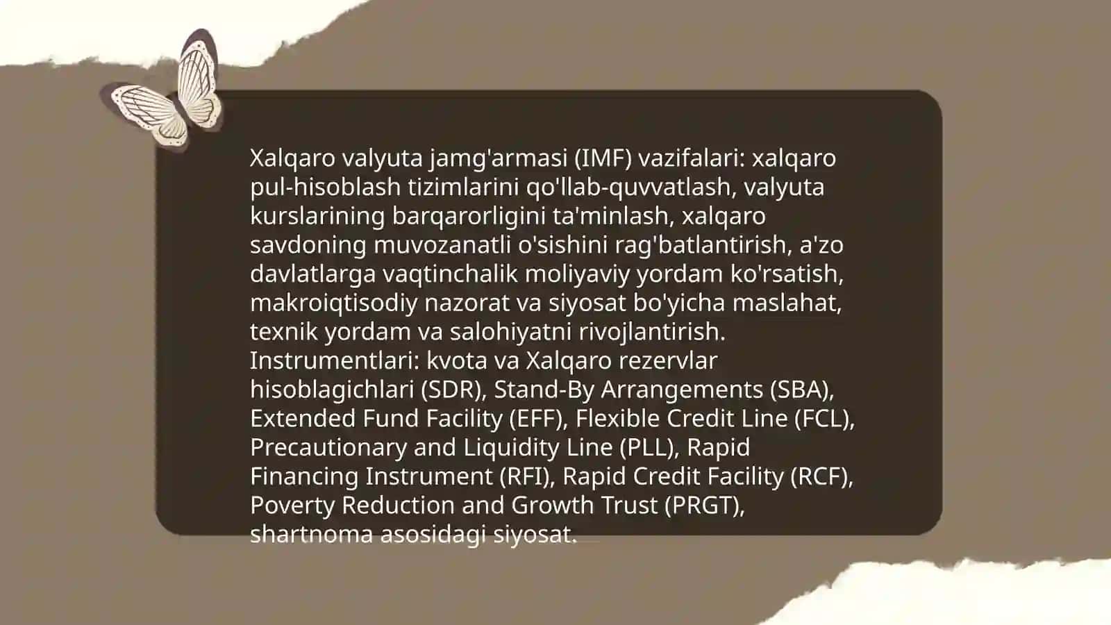 Xalqaro moliya institutlari, ularning maqsadi va vazifalari 4