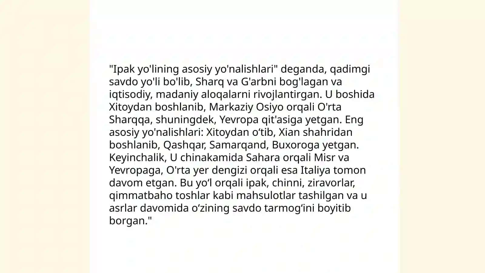 Buyuk Ipak yo'li: uning asosiy yo'nalishi va tarmoqlariga tarixiy geografik tavsif 4