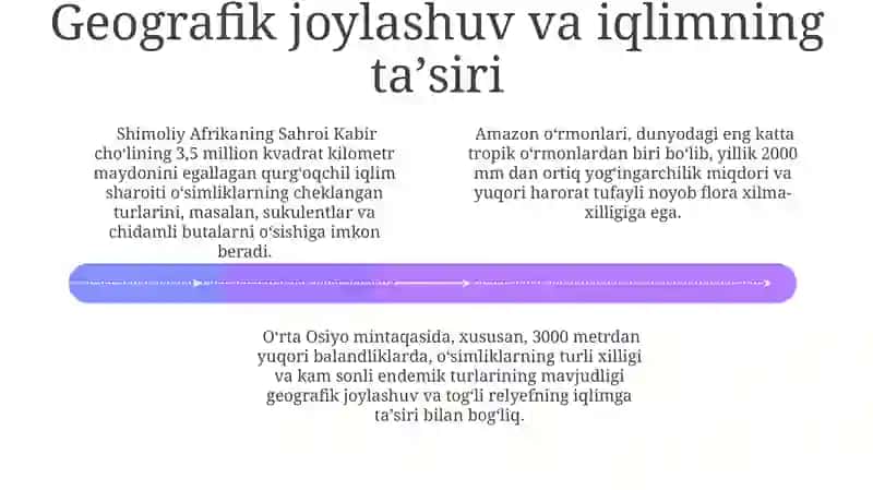Oʻsimlik turkumlari va ularning tabiy joylashishi xaritada belgilash 4