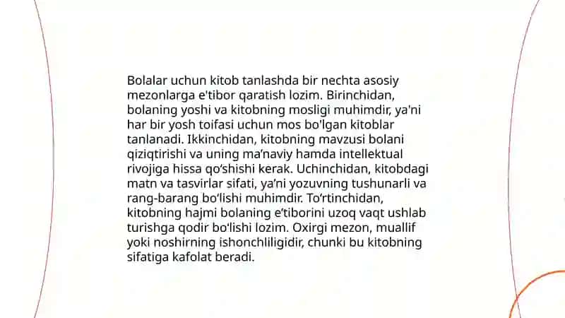 Bolalar kitobxonligining o'ziga xos jihatlari 4